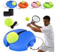 Solo Tennis Trainer Rebound Ball Set, Portable Solo Tennis Practice Device with Anti-Tangle String & Stable Base, Tenniss Training Equipment for Kids Adults Beginners Garden (Blue with 2 Balls)