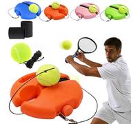 Solo Tennis Trainer Rebound Ball Set, Portable Solo Tennis Practice Device with Anti-Tangle String & Stable Base, Tenniss Training Equipment for Kids Adults Beginners Garden (Orange with 2 Balls)