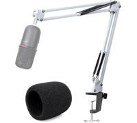 SoloCast Bras Micro Blanc,Pied de Micro pour HyperX SoloCast,Support Micro HyperX avec Bonnette en Mousse Anti-pop,Pince de Perche Micro HyperX SoloCast pour Studio Streaming,Gaming par.[J165]