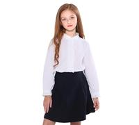 SOLOCOTE Chemise pour Fille à Volants, Manches Longues, boutonnée sur Le Devant, Chemises de Princesse en Coton, Tops Amples et Doux, Printemps et été Blanc 13-14 Ans