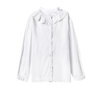 SOLOCOTE Chemisier à Manches Longues en Coton pour Filles avec col Peter Pan, Hauts d'uniforme Scolaire pour Le Printemps et l'été Blanc 13-14 Ans
