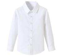 SOLOCOTE Grands Garçons Blanc Chemise à Manches Longues Boutonnée Col Uniforme Scolaire Haut Blanc 9 Ans