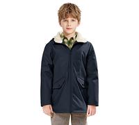 SOLOCOTE Imperméable pour Enfants Doublé en Sherpa avec Capuche Manteaux de Pluie en Caoutchouc pour Filles et Garçons Résistant à l'Eau et au Vent Marine 11-12 ans