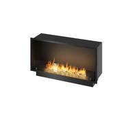 SOLOLED Cheminée à bioéthanol Inside Black 1000 à encastrer - Noir mat, avec verre, brûleur 3L, design moderne
