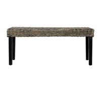 SOLOM@Banquette de cuisine - banc moderne Pour salle à manger 110cm Noir Rotin naturel kubu et bois d'acajou massif Sep37314
