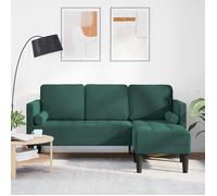 SOLOMON@Canapé 3 places - Sofa FIXE Contemporain - avec méridienne en L vert foncé 160 cm en velours XMM73292