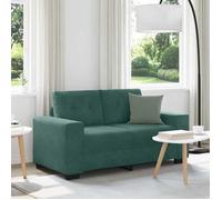 SOLOMON@Canapé deux places - 2 places - Sofa fixe Contemporain - - avec coussin Vert foncé Velours XMM78924