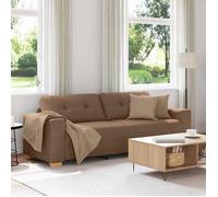 SOLOMON@Sofa 3 places - Sofa FIXE Contemporain - avec coussin Marron tissu XMM62832