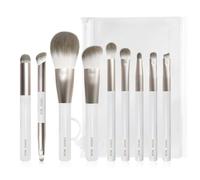 Solone Lot de 9 mini pinceaux de maquillage avec manche en bois synthétique végétalien, sans cruauté envers les animaux, poudre, contour, blush, fard à paupières, estompage, crayon, détails, pinceau