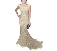 Solovedress Robe de soirée Formelle pailletée de sirène des Femmes de pour la Robe de Bal de Mariage (Europa 38, Champagne)