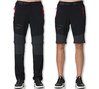 SOLOYEE Pantalon de Outdoor Randonnée Confortable pour Hommes,avec Jambes Détachables Shorts Escalade Marche Casual Pantalon, Noir, 3XL