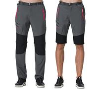 SOLOYEE Pantalon de Outdoor Randonnée Confortable pour Hommes,avec Jambes Détachables Shorts Escalade Marche Casual Pantalon, Gris, L