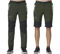 SOLOYEE Pantalon de Outdoor Randonnée Confortable pour Hommes,avec Jambes Détachables Shorts Escalade Marche Casual Pantalon, Vert, 3XL