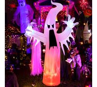 Solpex Décoration d'halloween Gonflable fantôme 240 cm Auto-Gonflable avec LED Effet Flamme, Ballon fantôme Effrayant pour Halloween, fête, Jardin, pelouse, Cour, décoration