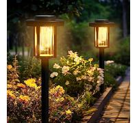 Solpex Lampes Solaires d'Extérieur, Lot de 2 LED pour Jardin, Chemin à Énergie Solaire Étanches, Blanc Chaud