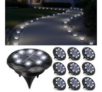 Solpex Lot de 10 lampes solaires de jardin - Étanche IP65 - Éclairage de terrasse pour chemin, allée, piscine, jardin, cour - Blanc