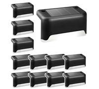 Solpex Lot de 12 lampes solaires étanches pour clôture, escaliers, clôture, cour, terrasse et chemin (noir, blanc)