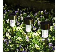 Solpex Lot de 12 lampes solaires pour chemins de jardin, éclairage de paysage/allée en acier inoxydable Traditionnelle Blanc froid