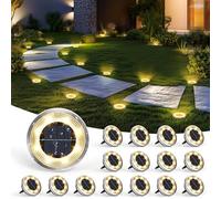 Solpex Lot de 16 lampes solaires d’extérieur, lampes solaires de sol, imperméables, IP65, pour patio, jardin et chemin, couleur blanc chaud