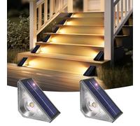 Solpex Lot de 2 éclairages solaires pour extérieur, lampe pour escalier, étanche, éclairage LED pour escalier extérieur, marches, clôture, cour, terrasse, gouttière, allée, décoration, blanc chaud
