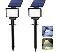 Solpex Lot de 2 Spots Solaires d'extérieur, Projecteurs Solaires,IP65 étanches à 24 LED Lampes solaires pour Chemins, extérieur Jardins, Clôtures (Blancs)