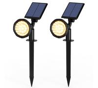 Solpex Lot de 2 Spots Solaires d'extérieur, projecteurs solaires,IP65 étanches à 25 LED lampes solaires pour chemins, extérieur Jardins, Clôtures (Blancs Chaud)