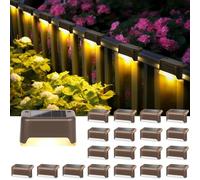 Solpex Lot de 20 lampes solaires étanches pour escaliers extérieurs, marches, clôtures, cour, patio et allée (marron, blanc chaud)