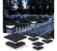 Solpex Lot de 4 lampes solaires étanches IP65 pour jardin, terrasse, clôture, terrasse, poteaux en bois (noir)