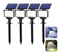 Solpex Lot de 4 Spots Solaires d'extérieur, Projecteurs Solaires,IP65 étanches à 24 LED Lampes solaires pour Chemins, extérieur Jardins, Clôtures (Blancs)