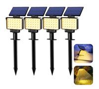 Solpex Lot de 4 Spots Solaires d'extérieur, projecteurs solaires,IP65 étanches à 24 LED lampes solaires pour chemins, extérieur Jardins, Clôtures (Blancs Chaud)