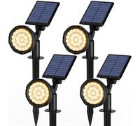 Solpex Lot de 4 Spots Solaires d'extérieur, projecteurs solaires,IP65 étanches à 25 LED lampes solaires pour chemins, extérieur Jardins, Clôtures (Blancs Chaud)