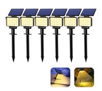 Solpex Lot de 6 Spots Solaires d'extérieur, projecteurs solaires,IP65 étanches à 24 LED lampes solaires pour chemins, extérieur Jardins, Clôtures (Blancs Chaud)