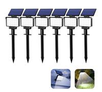 Solpex Lot de 6 Spots Solaires d'extérieur, Projecteurs Solaires,IP65 étanches à 24 LED Lampes solaires pour Chemins, extérieur Jardins, Clôtures (Blancs)