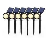 Solpex Lot de 6 Spots Solaires d'extérieur, projecteurs solaires,IP65 étanches à 25 LED lampes solaires pour chemins, extérieur Jardins, Clôtures (Blancs Chaud)