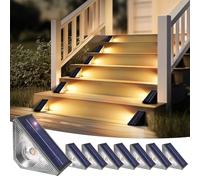 Solpex Lot de 8 lampes solaires d'extérieur étanches à LED pour escaliers extérieurs, marches, clôture, cour, terrasse, gouttière, chemin, décoration, blanc chaud