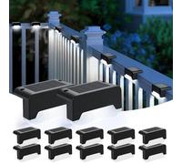 Solpex Solar Fence Lights Outdoor Garden, lot de 12 lampes solaires d'extérieur, IP44 étanches pour escaliers, clôtures, cours, jardins, patios, allées (Noir, Blanc Froid)