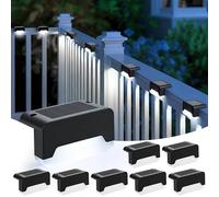 Solpex Solar Fence Lights Outdoor Garden, lot de 8 lampes solaires d'extérieur, IP44 étanches pour escaliers, clôtures, cours, jardins, patios, allées (Noir, Blanc Froid)