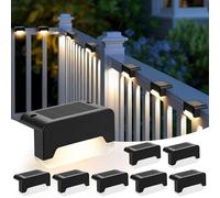 Solpex Solar Fence Lights Outdoor Garden, lot de 8 lampes solaires d'extérieur, IP44 étanches pour escaliers, clôtures, cours, jardins, patios, allées (Noir, Blanc Chaud)