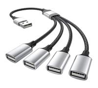 Solryn Câble USB Répartiteur 4 Ports 0.3 Mètre, 4 en 1 Type A Mâle vers 4 Femelle USB 2.0 Splitter Nylon, Multiprise Extender Hub Chargeur Split pour PC, Mac, TV, Voiture, PS4, PS5, Xbox One X S