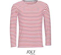 SOLs 01402 | T-shirt manches longues rayé marine - Couleur : Blanc/Rouge - Taille : 3XL