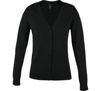 SOLS Cardigan doré pour femme, col en V, manches longues PC404 (Large) (Noir)