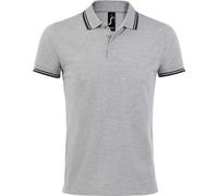 SOLS Homme Pasadena Tipped Short Sleeve Pique Polo PC2431 (2XL) (Mottled Grey/Navy)