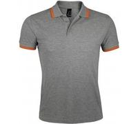 SOLS Homme Pasadena Tipped Short Sleeve Pique Polo PC2431 (L) (Gris/Orange)