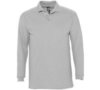 Pour Hommes Uni Coton Manches Longues Polo Piqué - Aucun Logo S-3XL