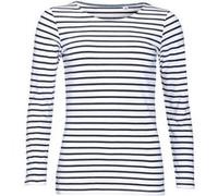 SOLS Marine - T-shirt rayé à manches longues - Femme (S) (Blanc/Bleu marine) - UTPC2580 Blanc/Bleu Marine G