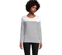 SOL'S Matelot LSL Women - Tee-Shirt Marinière Femme à Manches Longues - Blanc/Bleu Marine - S