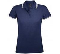 SOLS - Polo manches courtes PASADENA - Femme (M) (Gris chiné/orange) - UTPC2432 Gris Chiné/orange G