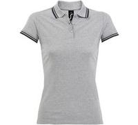 SOLS - Polo manches courtes PASADENA - Femme (XL) (Gris chiné/bleu marine) - UTPC2432 Gris Chiné/bleu Marine G