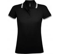 SOLS Polo Pasadena Pique pour femme, manches courtes PC2432 (S) (Noir/Blanc)