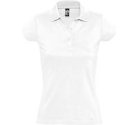 SOLS Prescott Polo en jersey pour femme, manches courtes PC327 (Medium) (Blanc)